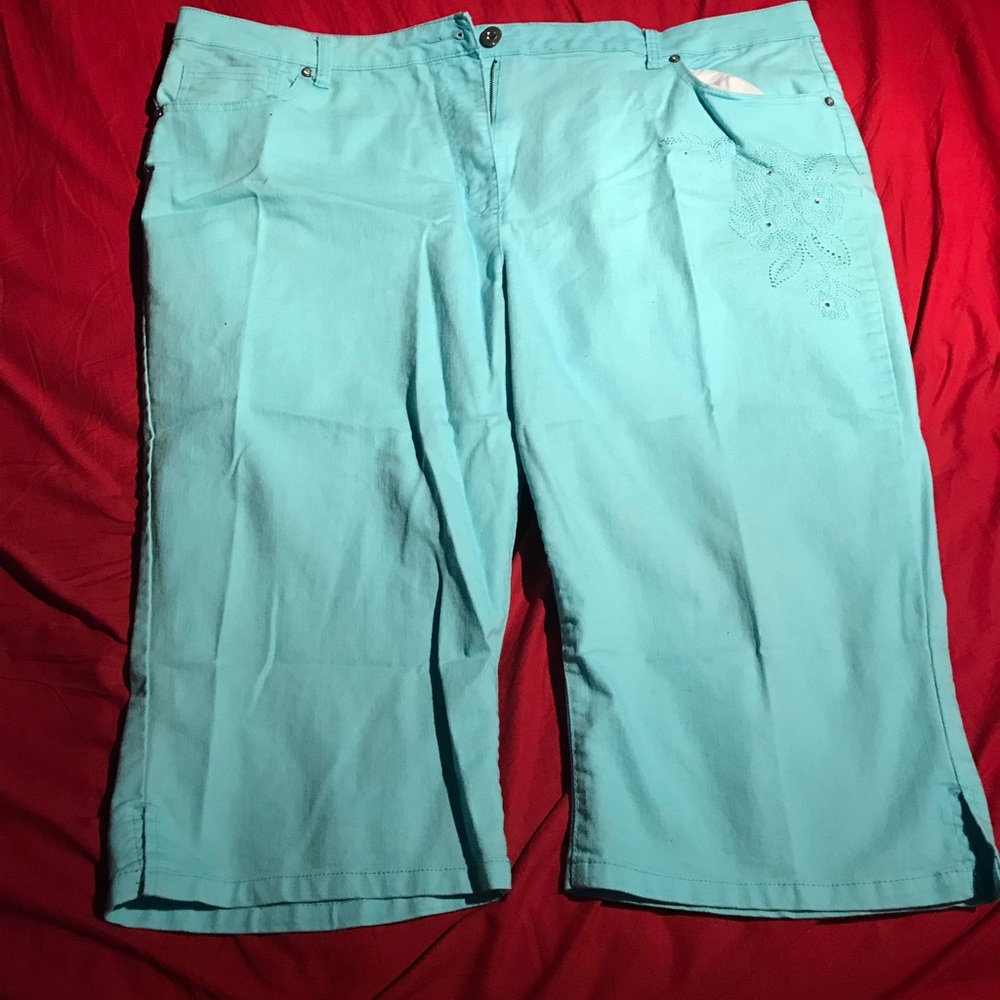 Aqua studded like new jean capris